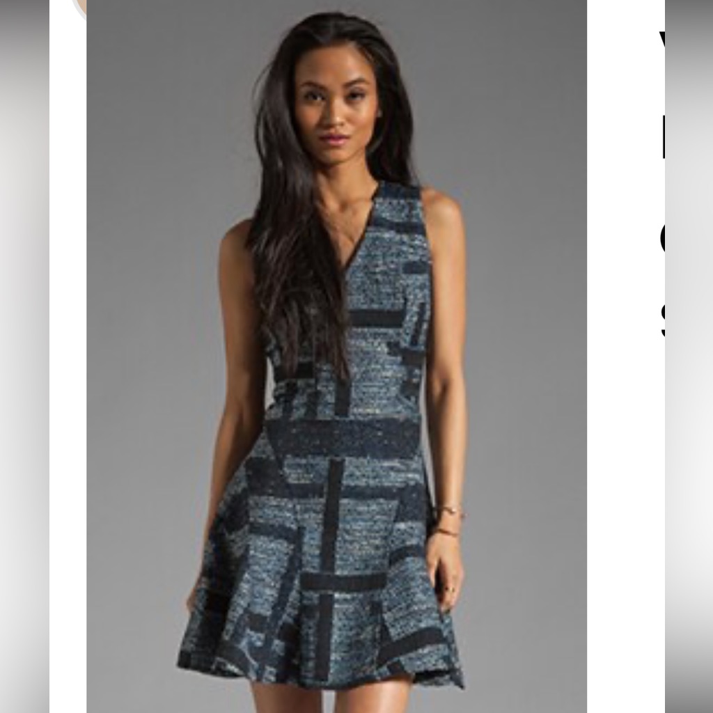 Derek Lam Crosby Dress Blue Navy White Tweed 2 Sold Out